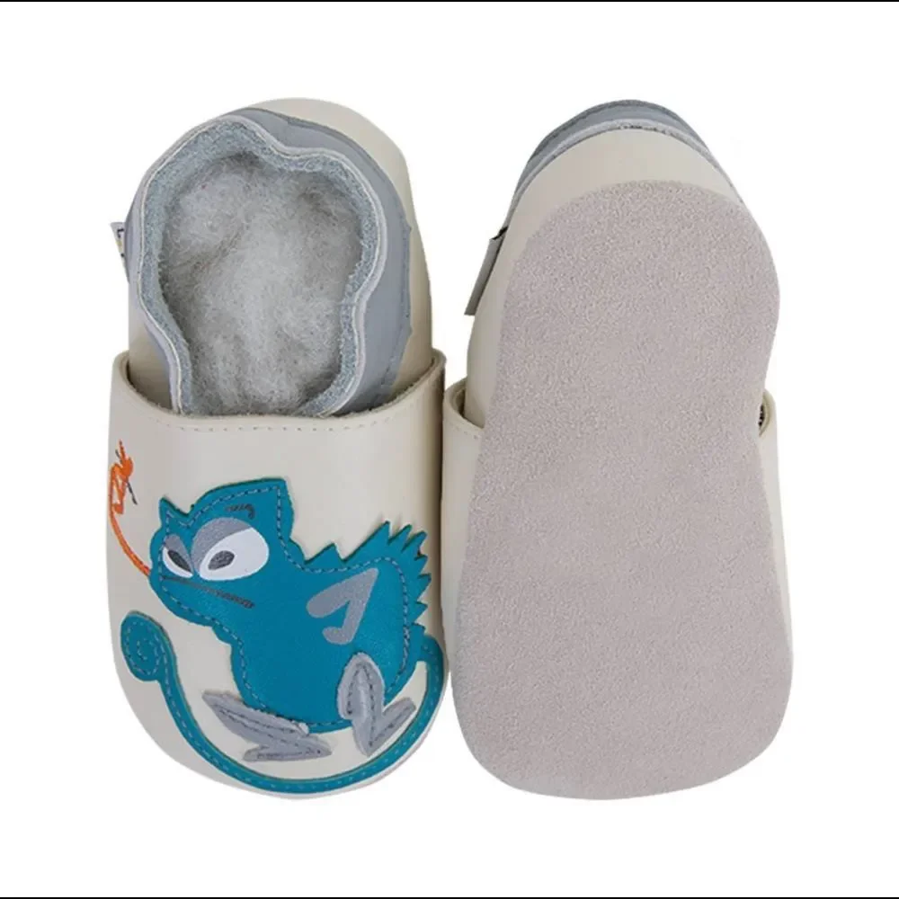 Baby leather slippers - Chameleon Soft Sole Leather Shoes in Capri blue